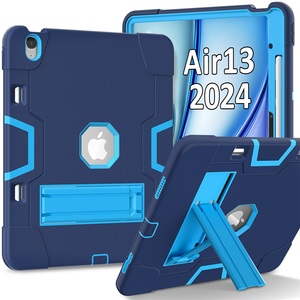 2025 anti-darbe tırtıklı sağlam kılıf Apple iPad hava 13 için M2 M3 sert standı plastik Tablet kabuk kapak ile kalem yuvası - Product Image 1