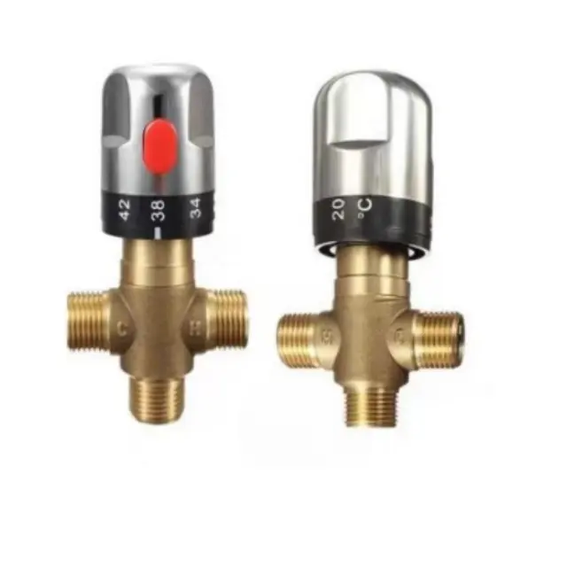 คุณภาพสูง 1/2"ทองเหลืองวาล์วผสม Thermostatic ห้องน้ําเครื่องทําน้ําอุ่นไฟฟ้าพลังงานแสงอาทิตย์ฝักบัวDN15 วาล์วผสม