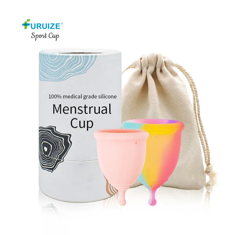 Coletor menstrual de silicone reutilizável, copo menstrual de grau médico para higiene feminina