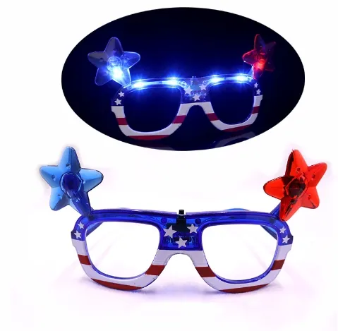 Kacamata plastik berkedip pesta malam kacamata bintang LED untuk 4th Juli