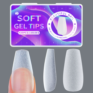 420 adet/kutu ekstra ince mat buzlu yüzey yanlış tırnak tam tırnak ipuçları yumuşak çivi kare ve sivri manikür araçları - Product Image 4