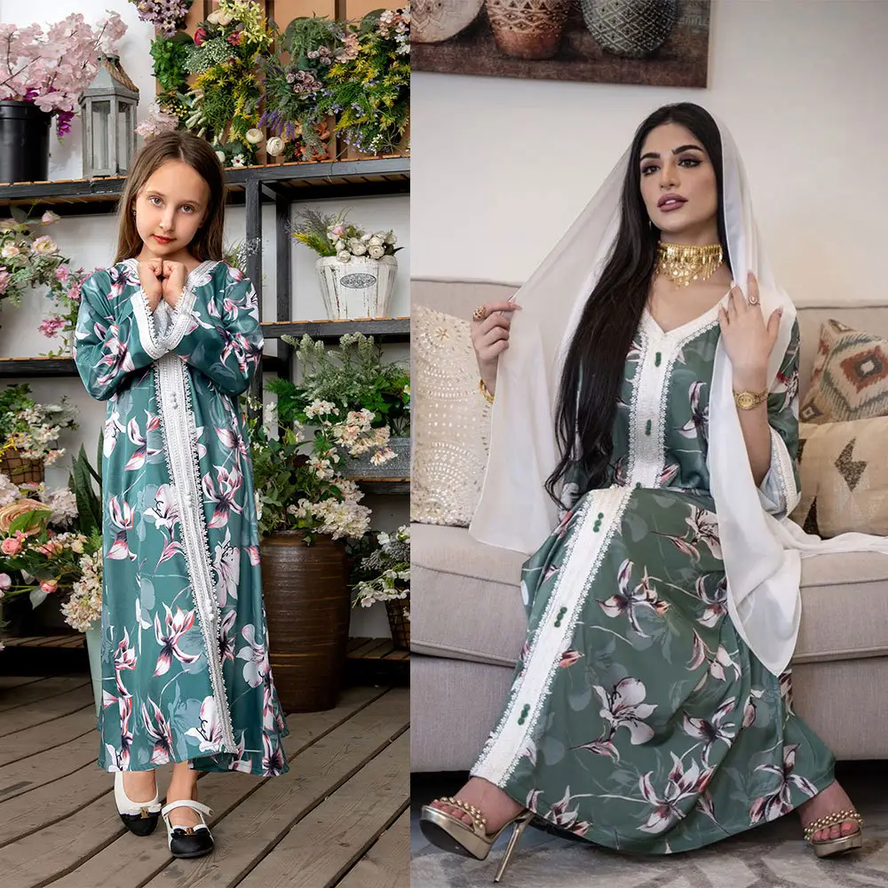 ชุดอาบายามุสลิมสำหรับผู้หญิง,ชุดมุสลิมตุรกีเสื้อผ้าสำหรับแม่และลูกสาวมาใหม่ปี2023