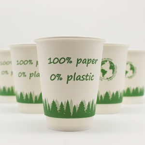 Özelleştirilmiş sulu kaplı su bazlı plastik ücretsiz çift duvar kağıdı kupaları compostatable