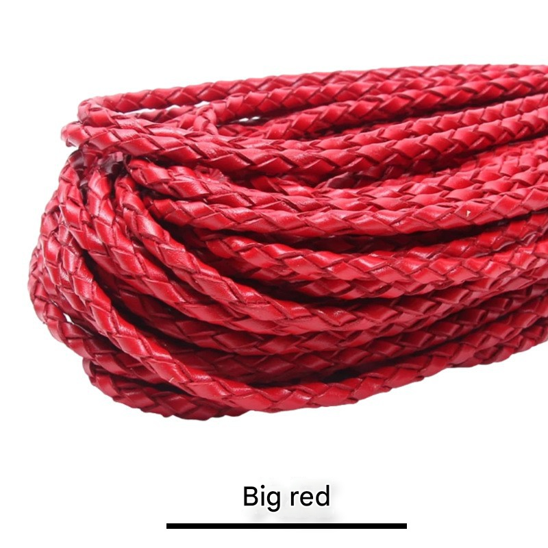 Cuero genuino trenzado de cuatro hebras rojo