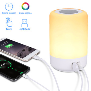 Функция памяти, переключатель с таймером и 4 USB-портами для зарядки, цветное изменение дыхания, постепенная атмосфера, сенсорный ночник - Product Image 5