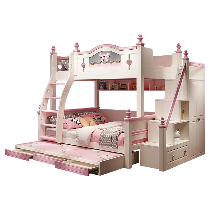 Fille princesse lit fille avec armoire de rangement lit murphy cadre de lit pleine grandeur avec rangement