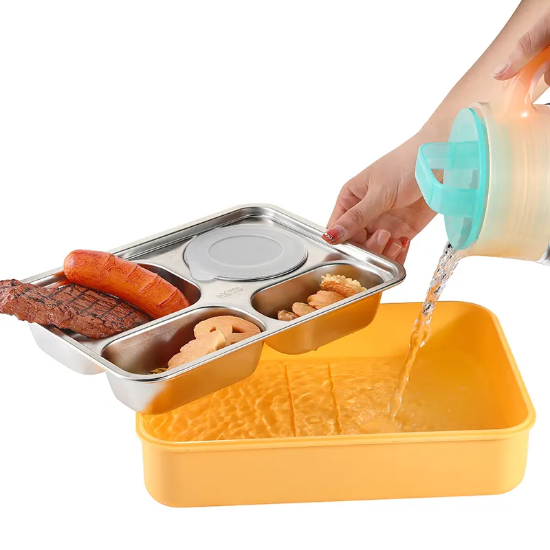 도시락과 물병 스테인레스 스틸 1000ml 아이들을위한 도시락 도시락과 공장 가격 아이 학교 가방