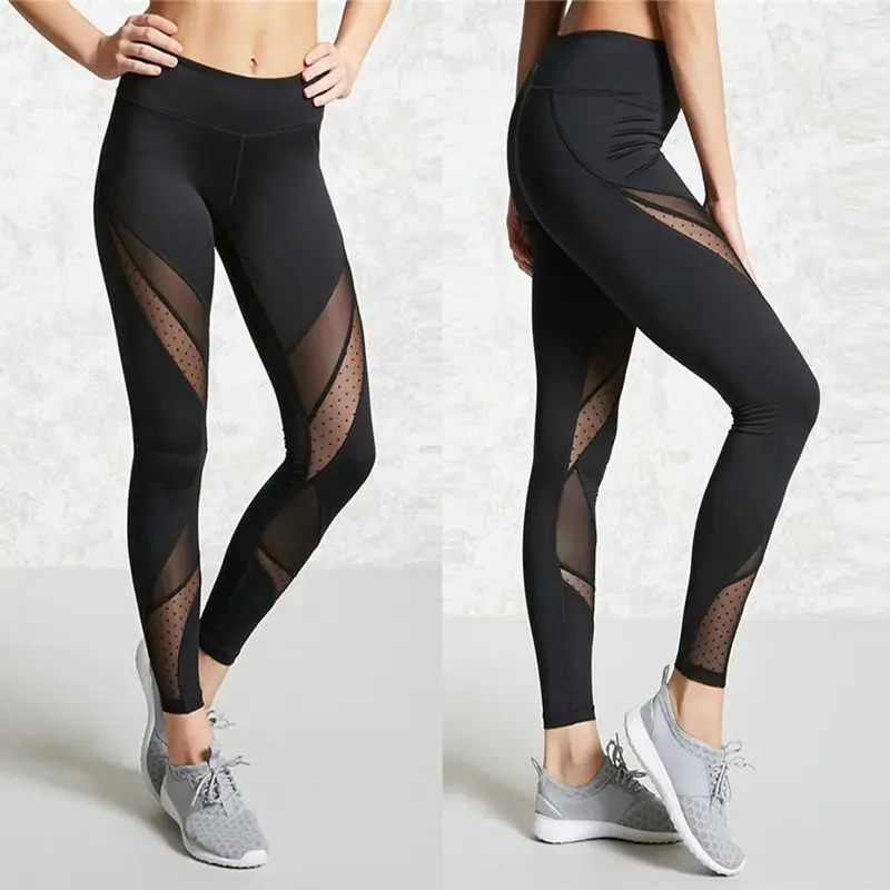 Calça esportiva feminina, calça leggings malha elástica sexy