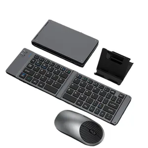2025 2,4G Mini BT inalámbrico Bluetooth recargable plegable teclado y ratón peine para Windows Android IOS con soporte para teléfono - Product Image 1