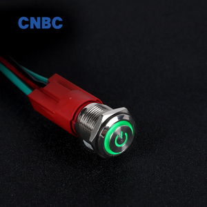 16mm 10A IP67 impermeabile momentaneo autobloccante 1NO in acciaio inossidabile led interruttore a pulsante in metallo con simbolo di alimentazione - Product Image 2