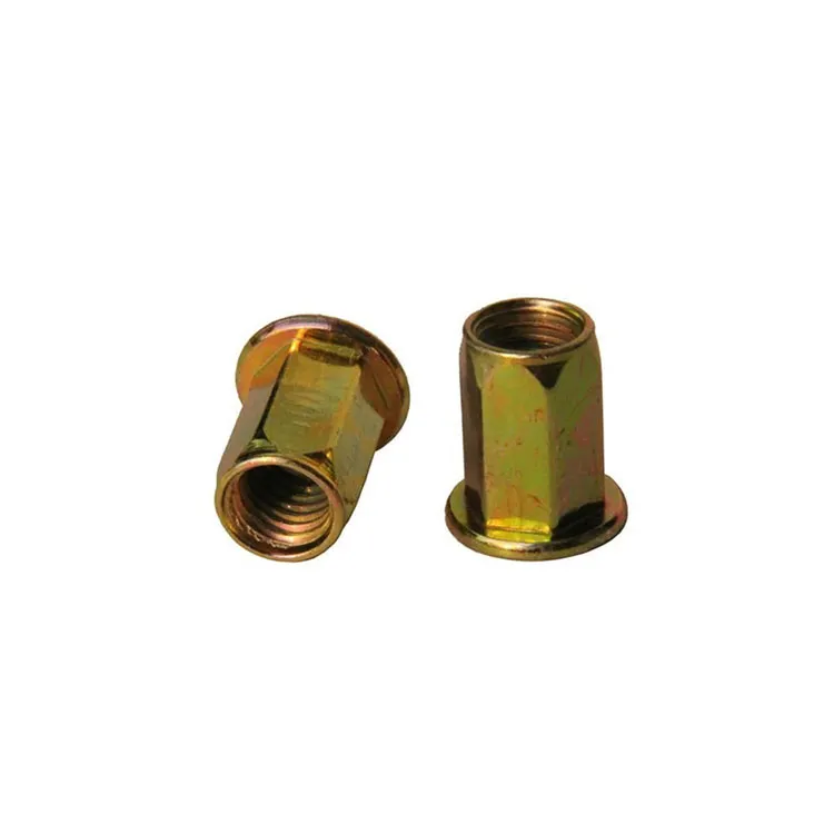 Yellow Zinc Plated Flat Head Hex Body Rivet Nut With ISO Certification