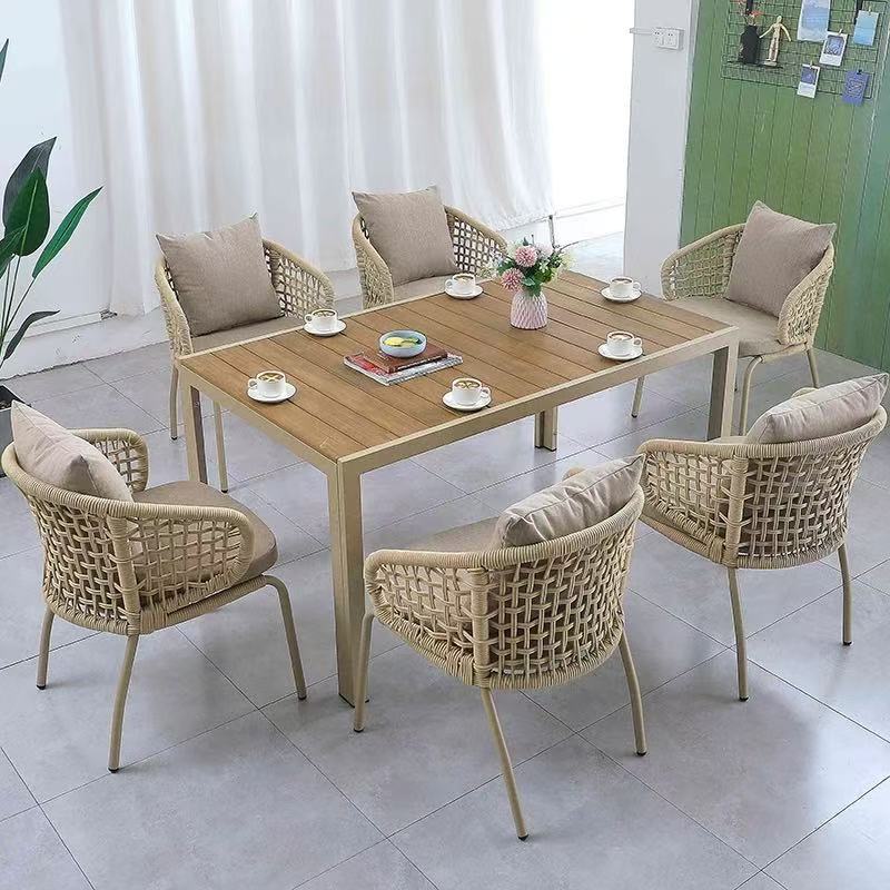 6 chaises Gnas + 150*90 Da Ban Technologie Table longue en bois