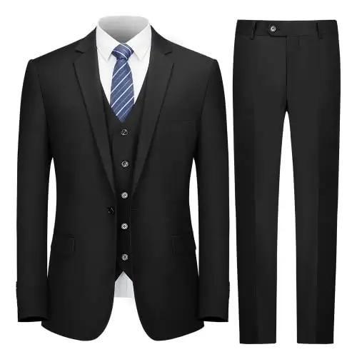 Traje de oficina para hombre, traje ajustado de 3 piezas, conjunto de esmoquin con corbata de un botón