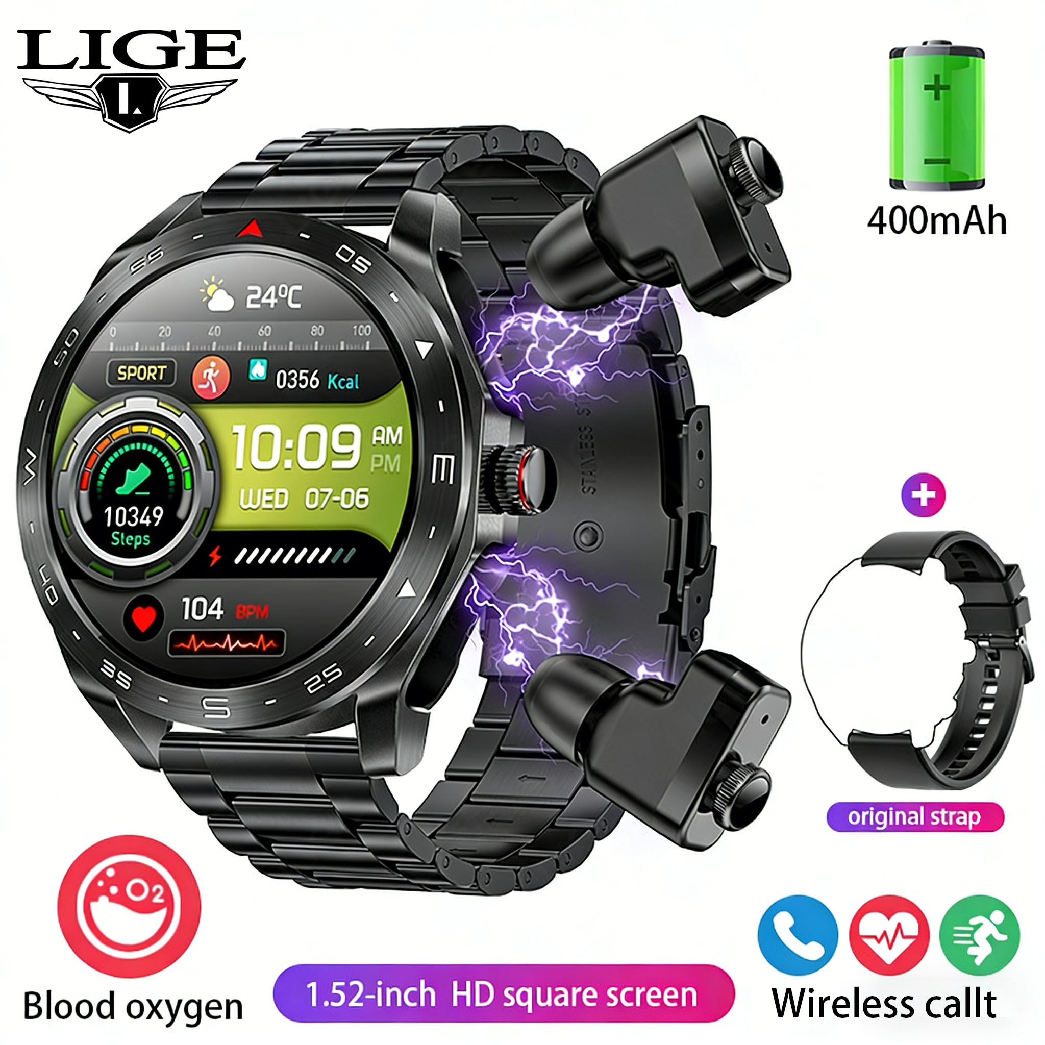 G - Acier noir + bracelet cadeau