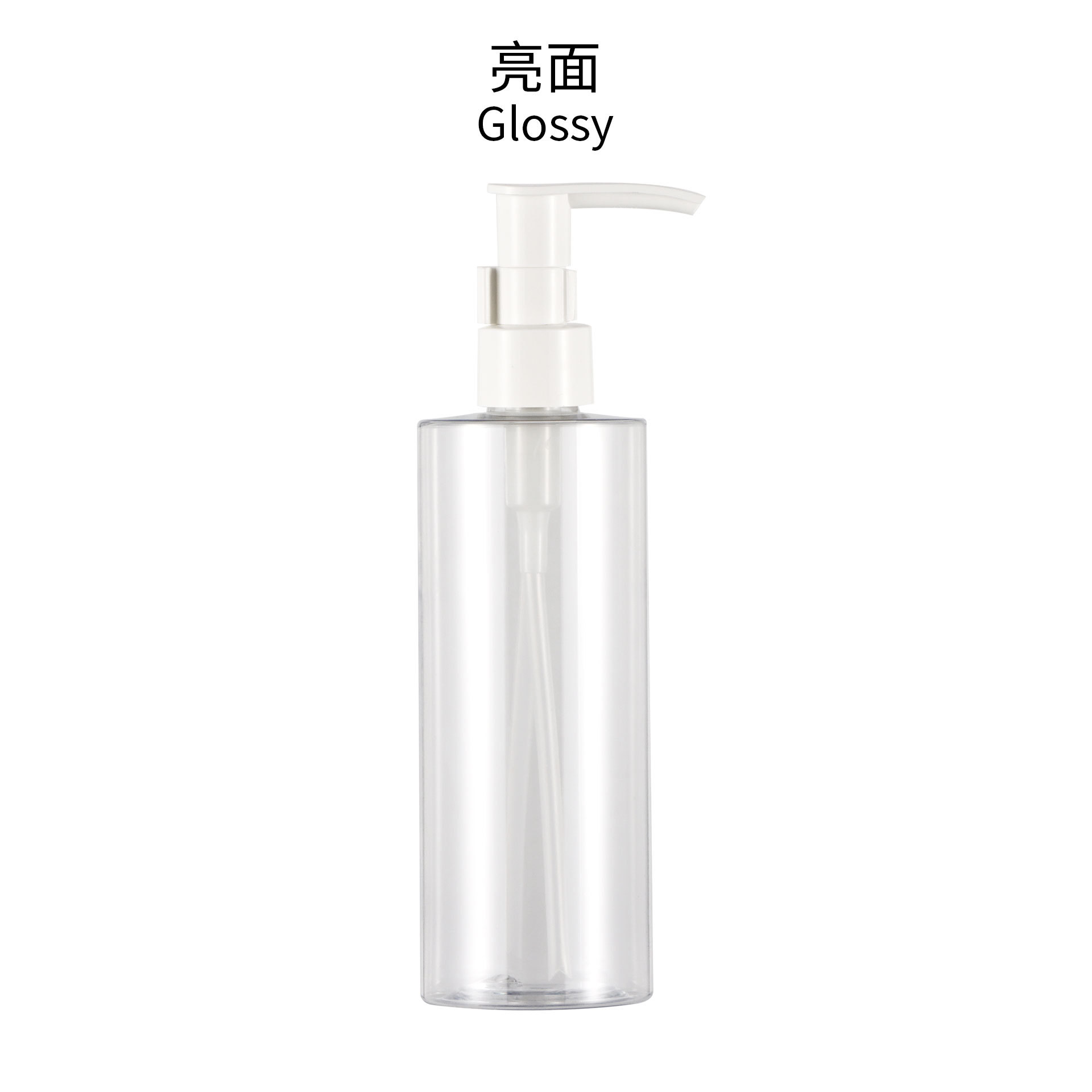 Bouteille transparente Une pompe blanche
