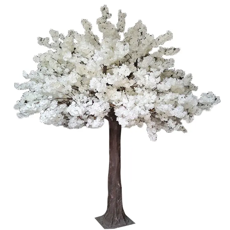 Fabrika sıcak satış 3M 10Ft uzun sahte beyaz ipek çiçek yapay kiraz çiçeği ağacı kapalı düğün parti dekor
