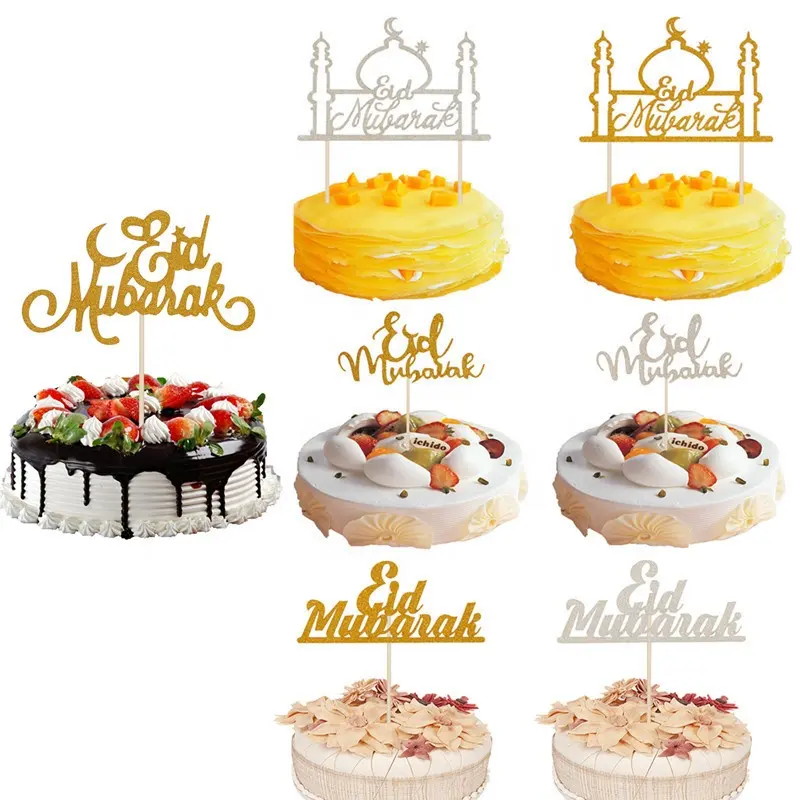 Luna Stella Eid Mubarak Cake Toppers Oro Nero Cake Toppers Torte Di Compleanno Per Il Ramadan Per Bambini di Decorazione Eid Favori di Partito