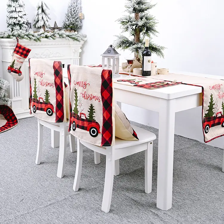 Invierno árbol de Navidad silla contraportada Linentype tela estilo inglés estilo japonés Vintage vacaciones decoración uso