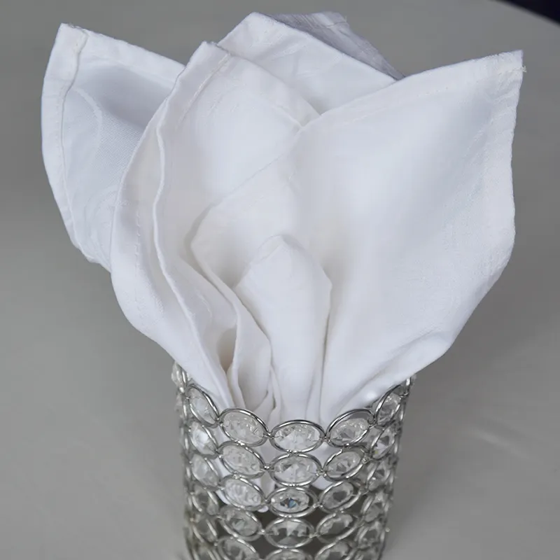 Wholesale Custom Sanitary White Flower Jacquard Napkins for Table Decorations Cotton Napkins for Wedding Restaurant Dinner