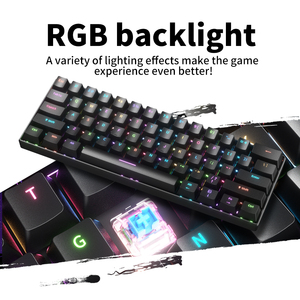 60% mới cơ khí USB Type-C chơi game Bàn phím RGB Backlit mini thiết kế Thiết bị chuyển mạch màu Đỏ Ergonomic cắm chơi cho máy tính xách tay/máy tính bảng kết hợp - Product Image 5