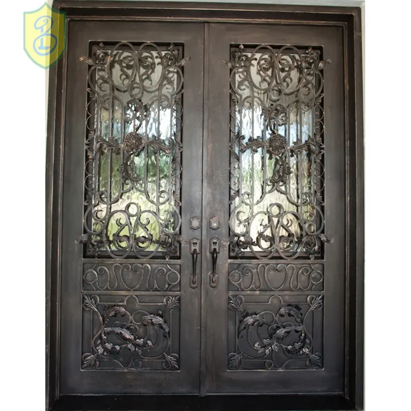 Diseño de puerta principal de hierro forjado, puertas de entrada de pakistaní, casa de cristal oscilante, para Exterior, barco, aire, LB-E-G-0047 de China, Taiwán