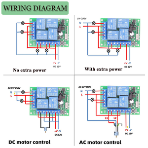 ユニバーサルワイヤレスリモコンスイッチDC 12V 4CHリレー受信機モジュール送信機付き - Product Image 4