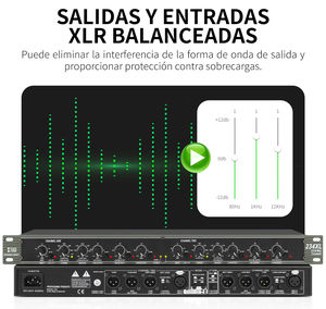 XTUGA 234XL Profesional 2/3 Way Stereo/ 4 Way Mono Crossover con entrada y salida XLR Audio estéreo Procesamiento de sonido Crossover - Product Image 6