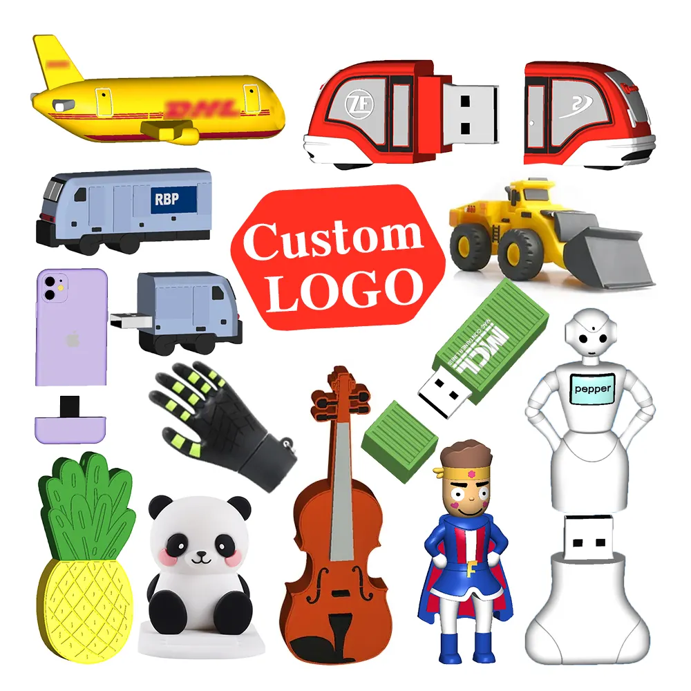 Cadeau promotionnel Conception de LOGO personnalisé Forme Caoutchouc 3D 8GB 16GB 3.0 Memory Stick Clé USB personnalisée