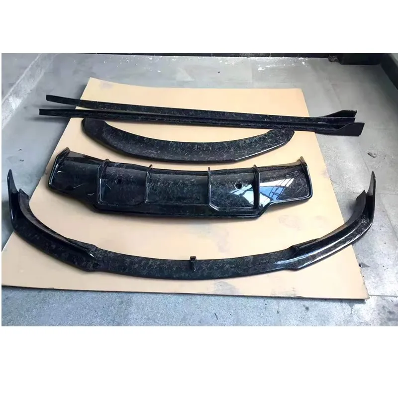 Forgiato Auto In Fibra di Carbonio Paraurti Anteriore Labbro Splitter Per Tesla Modello 3 2017-2020 Kit Corpo Anteriore Lip Spoiler diffusore lato gonna