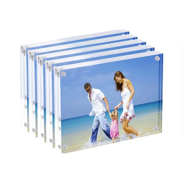 Commercio all'ingrosso Trasparente Mini 4X6 4X8 Magnetico Casella di Immagine Telaio In Acrilico Photo Frame Con Forma Personalizzata