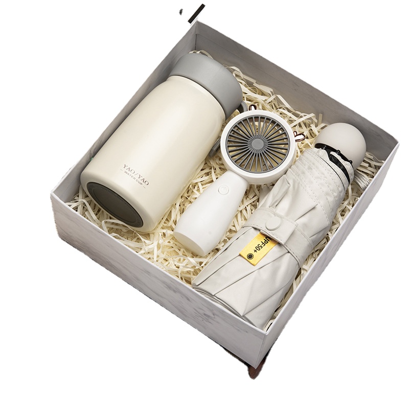 Thermos cup, small fan, Umbrella