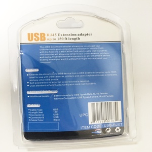 出厂价格2X USB扩展RJ45 Cat5e/6以太网电缆局域网适配器扩展器通过中继器 - Product Image 4