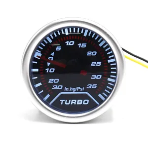 มาตรวัดความดันเทอร์โบอัตโนมัติสำหรับรถแข่งขนาด2 "52มม. 12V 30In 35PSI เลนส์ควันชุดเทอร์โบจอแสดงผลสีขาว LED เครื่องวัดความดันเทอร์โบ - Product Image 1