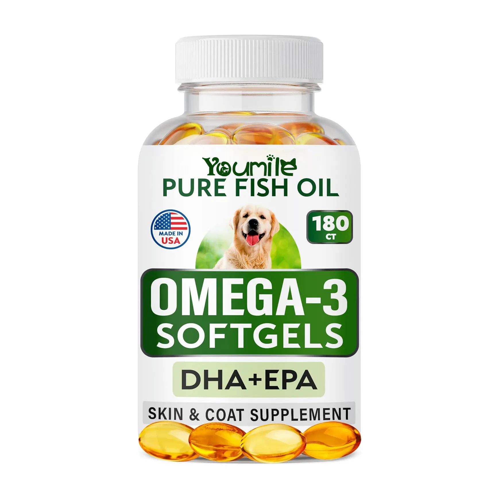OEM/ODM Pure Fish Oil Omega 3-6-9 Capsules for Dogs Pet Supplement with DHA+EPA Fish Oil Capsules
