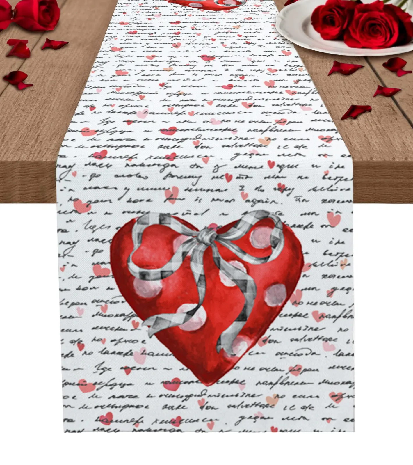 Chemin de Table en forme de coeur rouge, décoration pour la maison, mariage, anniversaire, saint-valentin