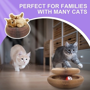 Tablero de rascado de gato de órgano mágico plegable corrugado interactivo personalizado estilo moderno Bola de hierba gatera redonda - Product Image 3