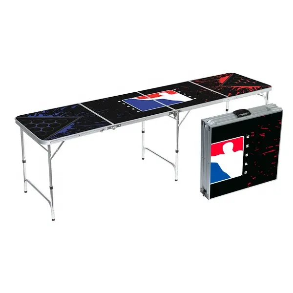Özel logo 8 ayak taşınabilir katlanabilir Beer Pong masası parti kulübü oyun beer pong masası