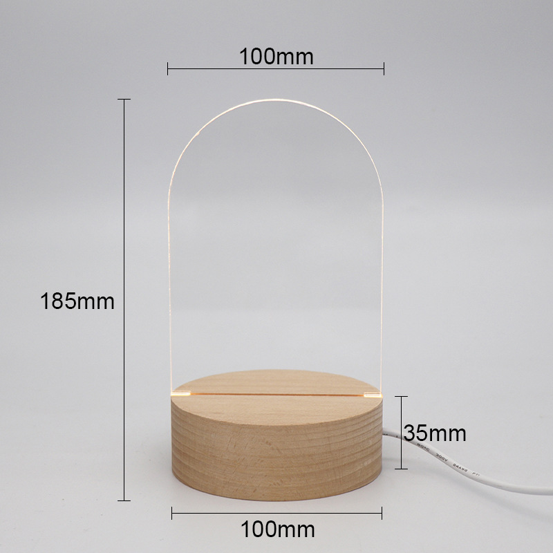 Base ronde en bois : D100x35mm + Acrylique : 100x150x5mm