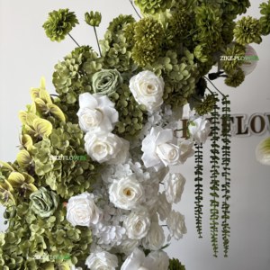 Màu trắng và màu xanh lá cây Boho đám cưới Backdrop với vòm trụ cột Arbour hoa làm bằng hoa hồng và tú cầu cho tổ chức sự kiện trang trí - Product Image 3