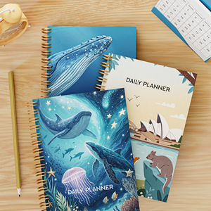 2026 datata A5 formato Daily Planner Notebook con schede mensili colorato vita marina Design e Logo personalizzato - Product Image 3