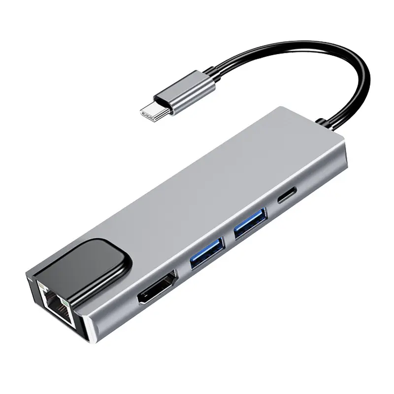 Leitor de cartões 6 em 1 para macbook pro, tipo c para hdmi rj45 ethernet usb 3.0 portas sd/tf