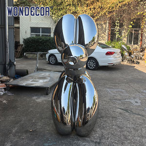 WONDECOR besar luar ruangan abstrak balon logam anjing stainless steel patung - Product Image 4