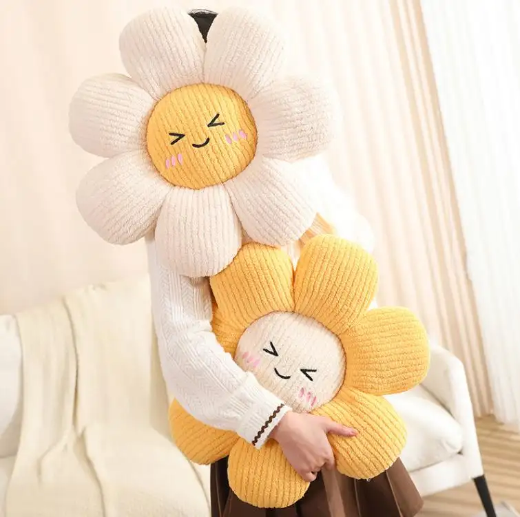 Cuscini di girasole di espressione di alta qualità morbidi peluche a forma di cuscino a forma di fiore del sole