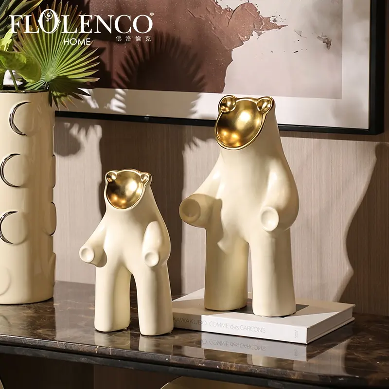 Flolenco kreative handgefertigte Tierkeramik Handwerk Schreibtischzubehör Licht Luxus Zuhause Wohnzimmer Dekoration Bärengestähnnis
