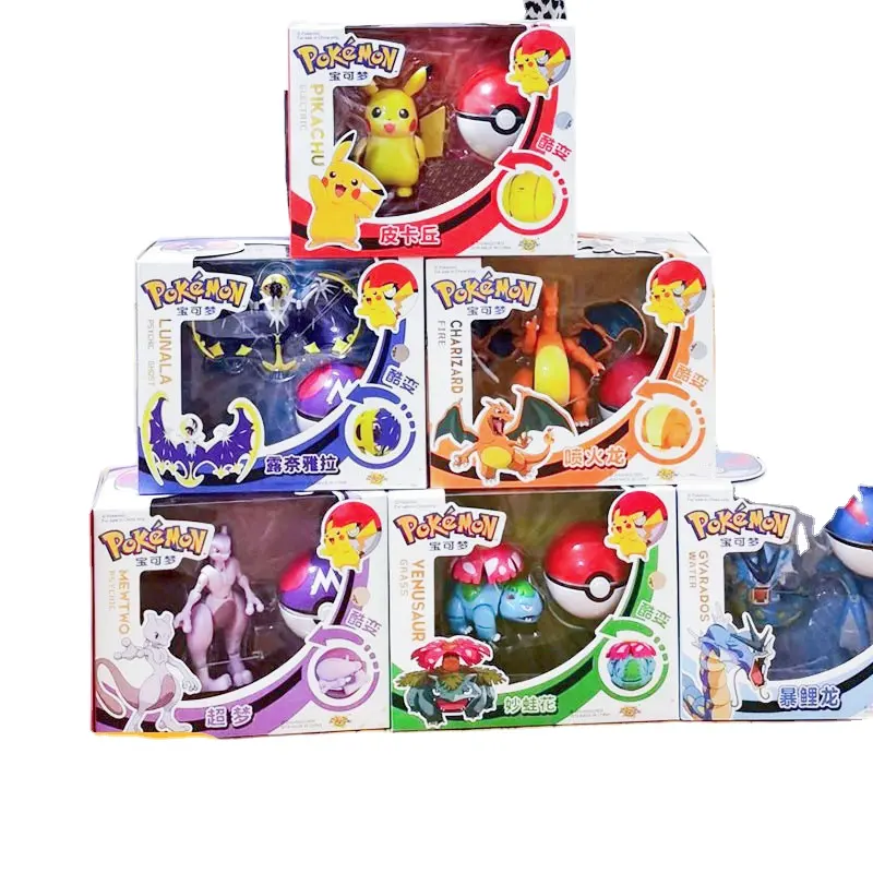 18 styles Cartoon pokemons ball toy PIkan chu Eevee Action Second Generation Toys Mon Ball Figure Set