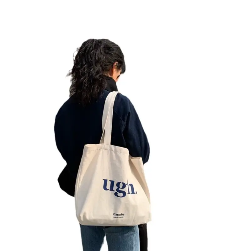 Модный японский стиль бежевая Холщовая Сумка для покупок из переработанной органической ткани женская сумка для покупок продуктовая сумка