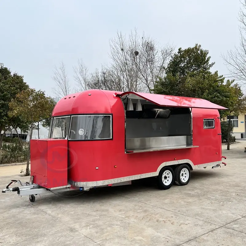 Camion alimentaire américain avec évier à 3 compartiments Remorque alimentaire standard américaine montée avec fenêtre en verre Burger van à vendre