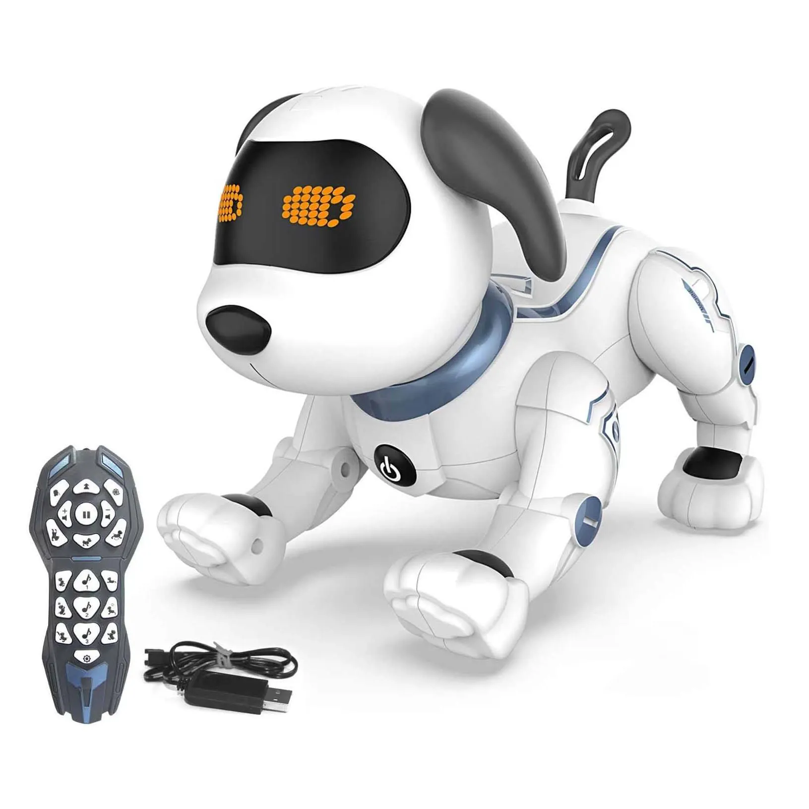 สุนัขหุ่นยนต์สำหรับเด็กควบคุมระยะไกลหุ่นยนต์ผาดโผน RC ของเล่นสำหรับลูกสุนัขร้องเพลงเต้นรำเห่าเดินสัตว์เลี้ยงอิเล็กทรอนิกส์