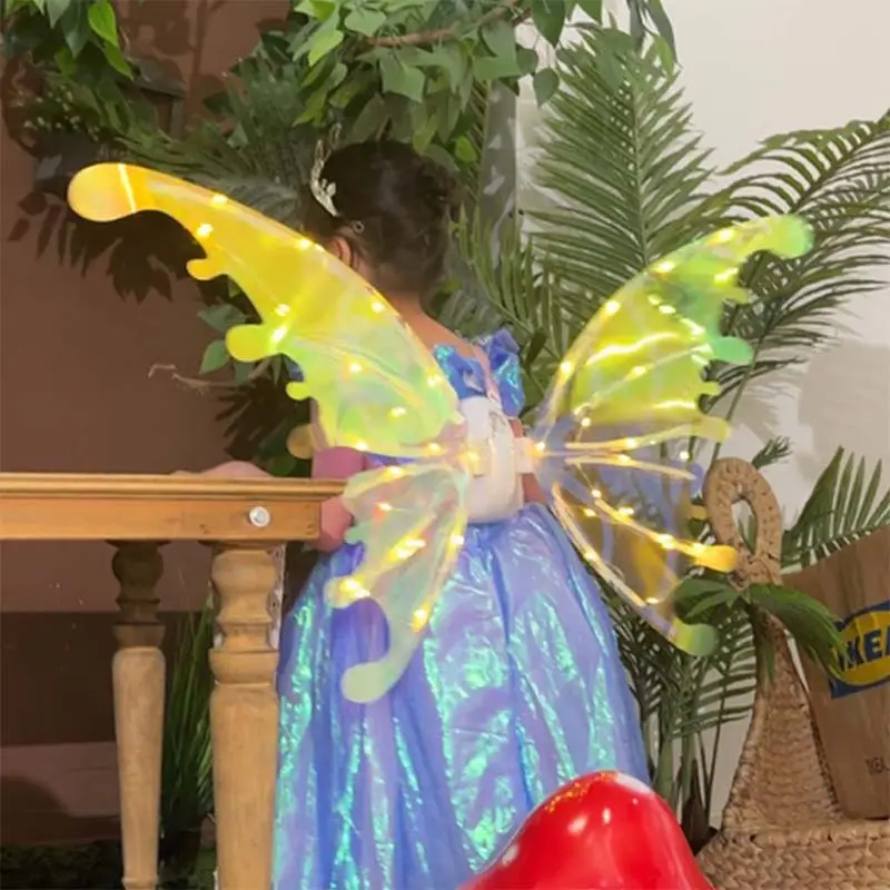 Venta caliente LED Luminous Butterfly Wings Girls Butterfly Angel Wing Costume Set Niños Electric Butterfly Wings