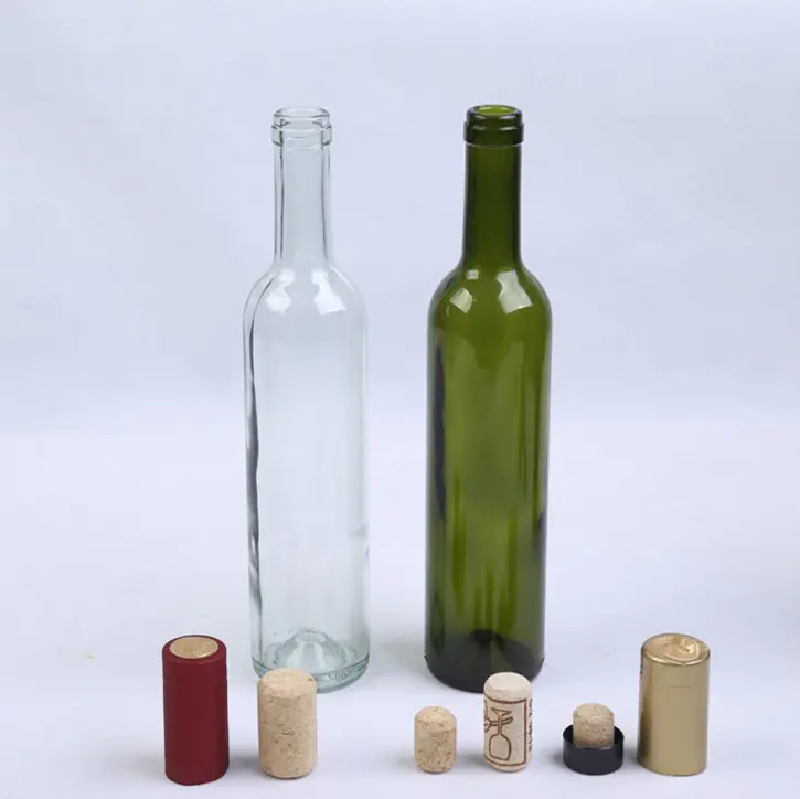 Großhandel 325g 375ml leeres Glas für heiße Sojasauce Flasche Getränk Öl Kombucha Essig Bier Trauben Wein- Holzkorkenverschluss Kappe